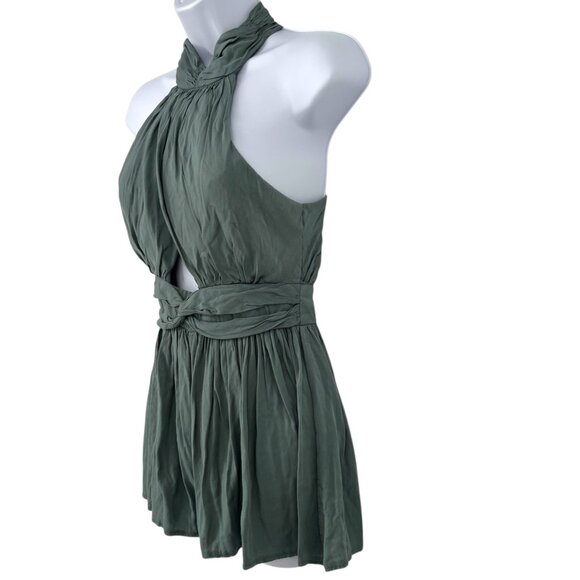 Debbie Dabbie By Angel Biba Halter Neck Green Romper Open Cutout Back US Size 4 - Picture 4 of 11